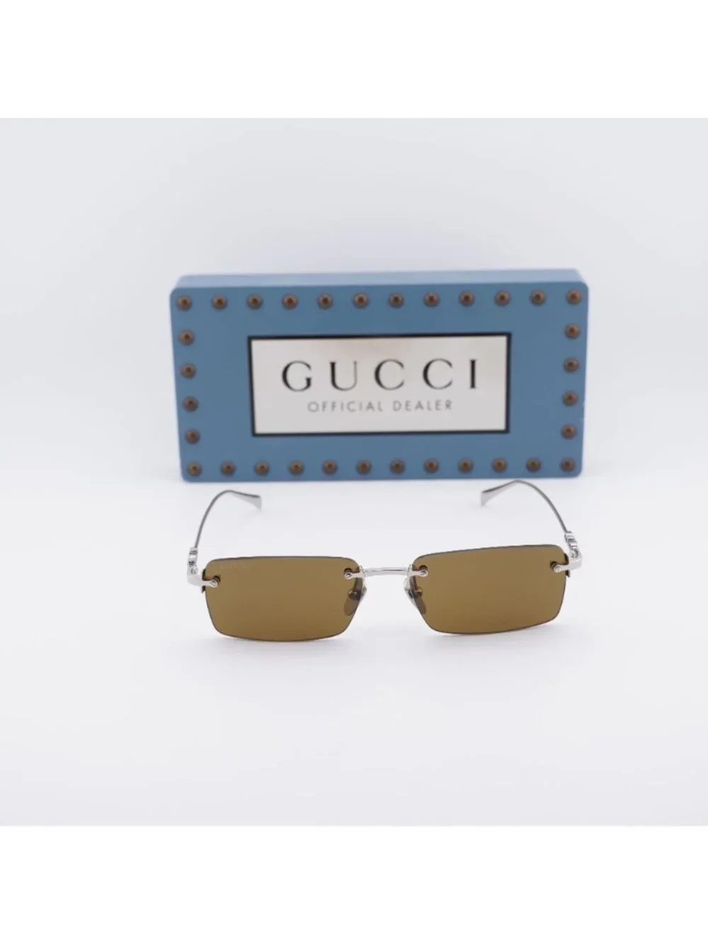 Gucci GG1941S 002 Rectangle Sunglasses - Silver / Green